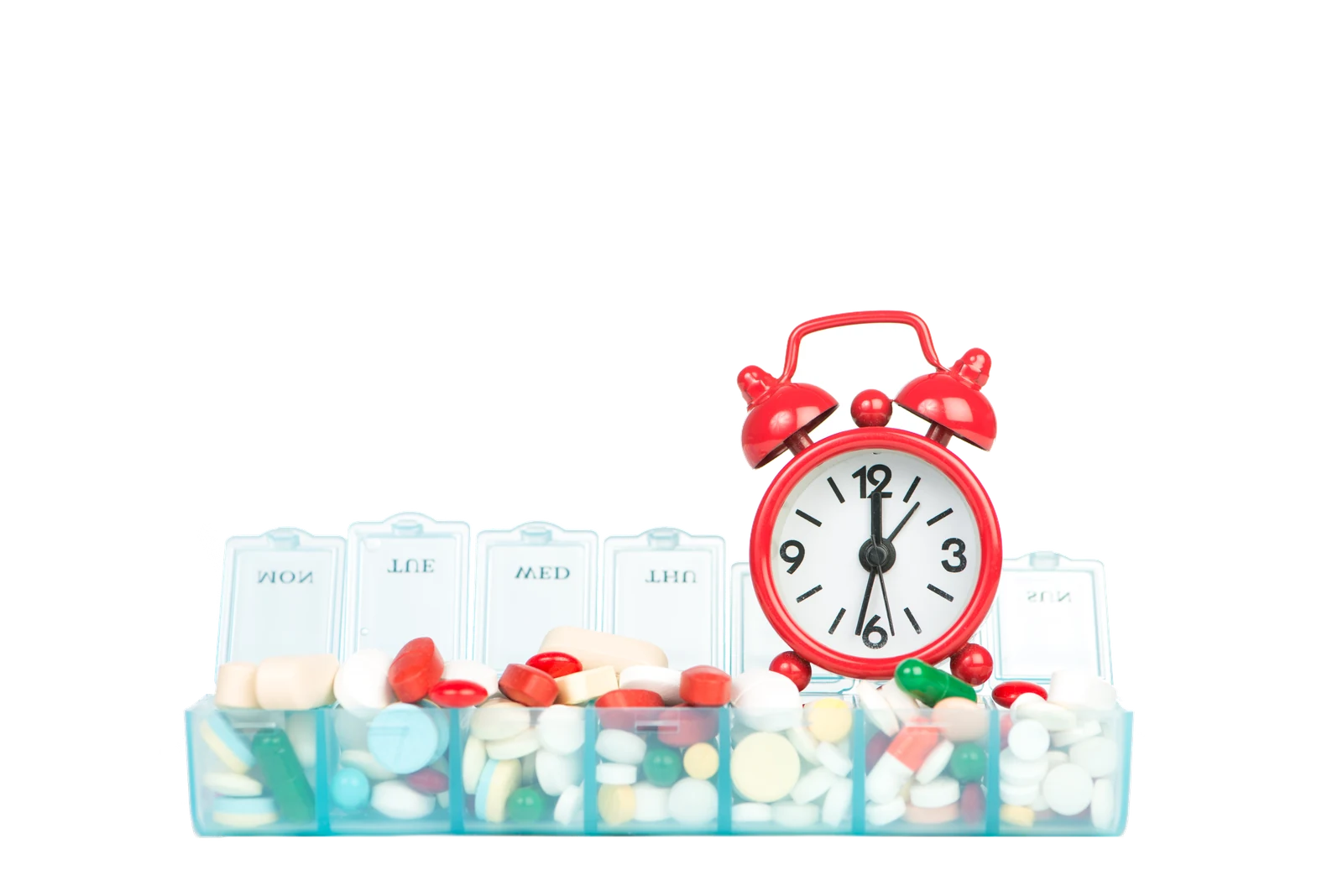 Prescription bottles and a clock for synchronized refills