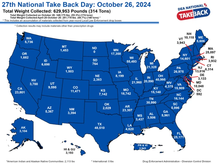 Original medication take back collection map
